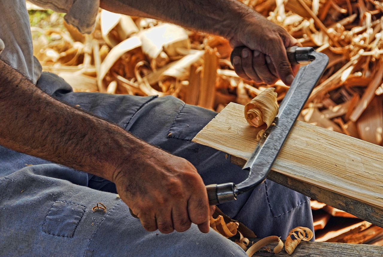 Hand plane on a timber plank
